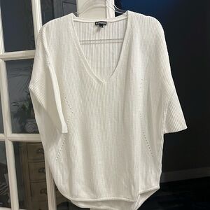 Ladies Express White Short Sleeve Sweater